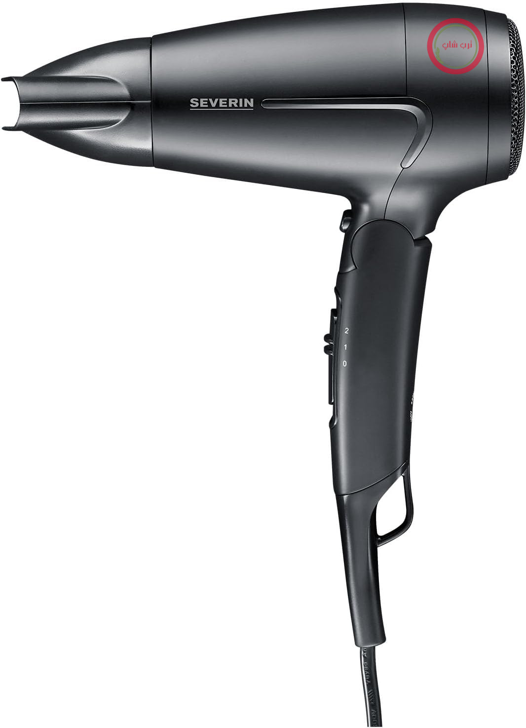 سشوار سورین آلمان Severin HT 0159 دسته تاشو، تنظیم ولتاژ جهانی ۱۱۰، ۲۲۰-۲۴۰ ولت، سشوار مسافرتی با دکمه کول شات