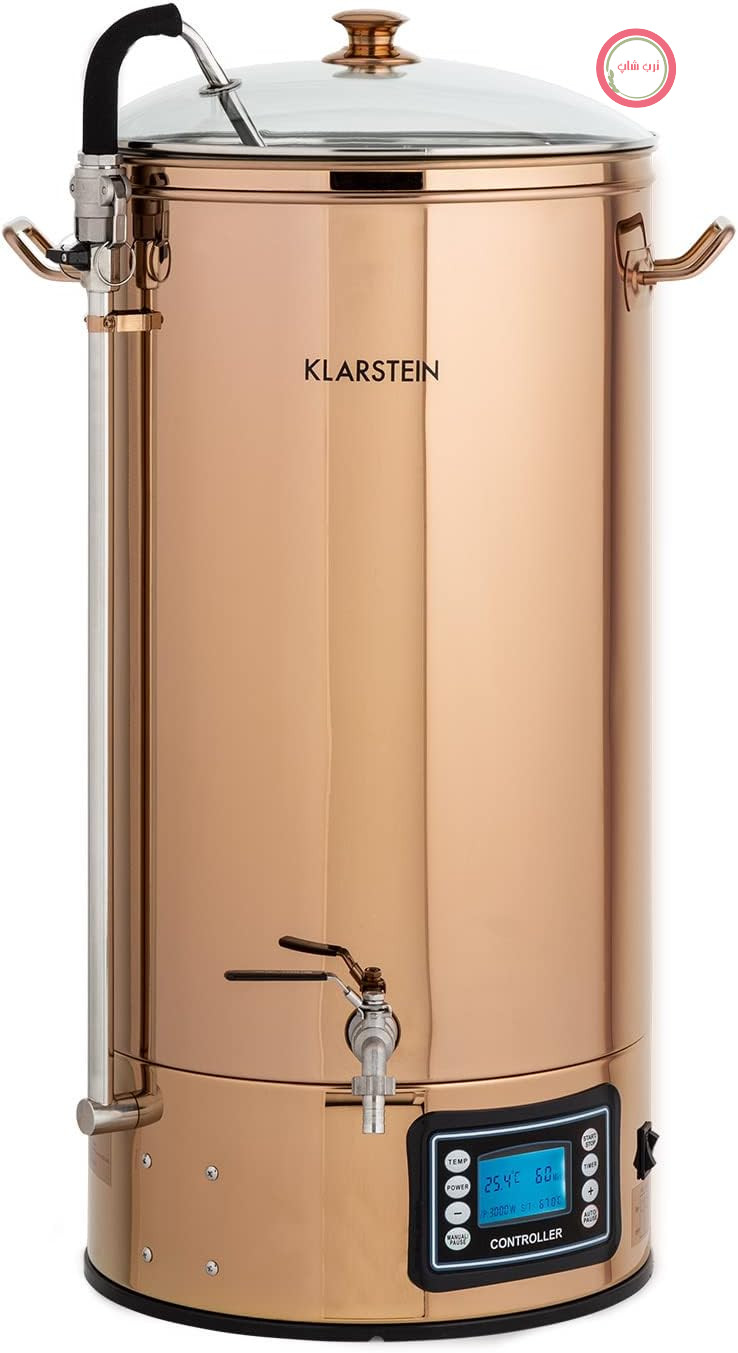 کیت دم‌آوری آبجو خانگی Klarstein، استیل ضد زنگ، سیستم دم‌آوری آبجو ۵۰ لیتری، کیت دم‌آوری کتری XXL برای مبتدیان، ۹ برنامه، حالت خودکار، کتری آبجو ۳۰۰۰ واتی، کتری آبجو ۵۰ لیتری