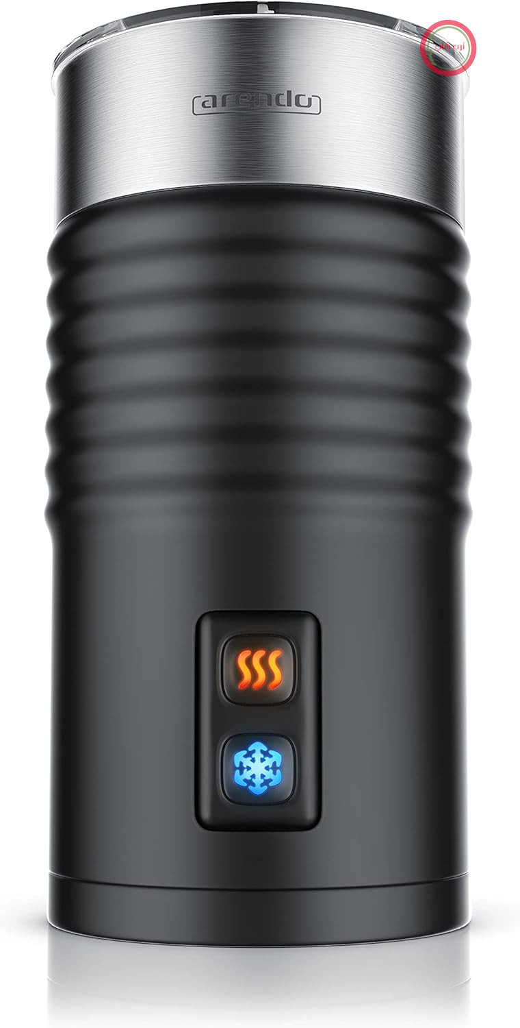 Arendo - کف‌ساز شیر برقی - اتوماتیک - مدل جدید کنترل Strix - 2 دکمه برای کف‌سازی گرم و سرد - محافظت در برابر گرمای بیش از حد از طریق عملکرد خاموش شدن خودکار