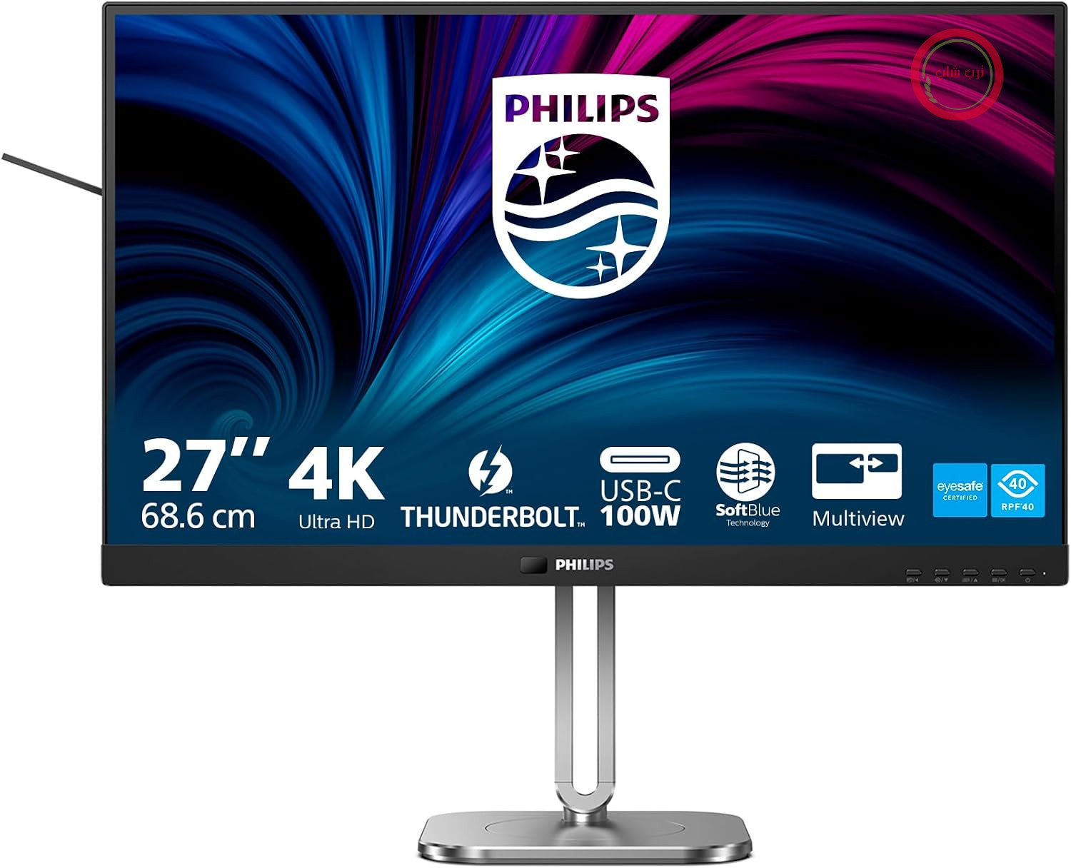 مانیتور Philips 27B2U6903-27 Zoll Ultra HD، مانیتور 27 اینچی، صفحه نمایش 3840x2160، 60 هرتز، 2 پورت HDMI، DisplayPort، Thunderbolt 4، RJ45، هاب USB، ساخت Schwarz