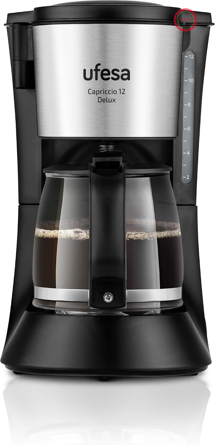 قهوه ساز قطره ای یوفسا اسپانیا Ufesa CG7125 Capriccio 12 Deluxe، 12 فنجان، 680 وات، قوری 1.2 لیتری، سیستم ضد چکه، خاموش شدن خودکار، سطوح استیل ضد زنگ