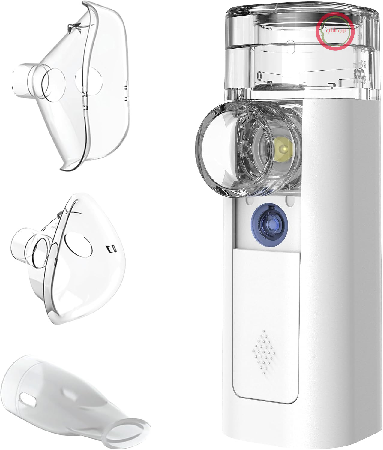 نبولایزر امرون ژاپن مینی ایر ۳۶۰+ توزیع شده توسط OMRON | دستگاه استنشاقی قابل حمل و بی‌صدا برای بزرگسالان و کودکان | دستگاه استنشاقی شامل دو ماسک + دهانگیر | تسکین سرفه و سرماخوردگی | شارژ از طریق میکرو USB