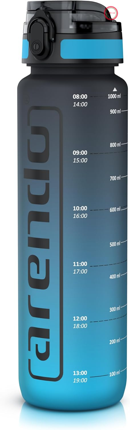 آرندو - بطری نوشیدنی با درب OneClick - ظرفیت 1000 میلی لیتر - قابل شستشو در ماشین ظرفشویی - شیکر پروتئین - شیکر پروتئین برای اوقات فراغت، ورزش و تناسب اندام