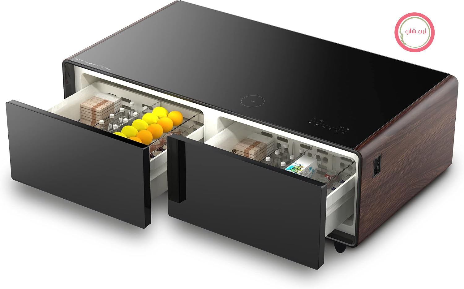 یخچال نوشیدنی و میز لانژ کاسو آلمان CASO Sound & Cool Wood، ظرفیت135لیتر، ساندبار و نورپردازی LED