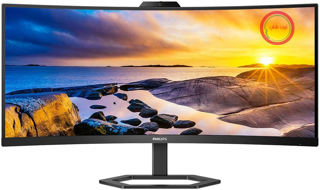 مانیتور منحنی 34 اینچی فیلیپس 34E1C5600HE با کیفیت WQHD، وب‌کم، قابلیت تنظیم ارتفاع (رزولوشن 3440x1440، فرکانس 100 هرتز، HDMI، DisplayPort، USB-C، هاب USB) مشکی