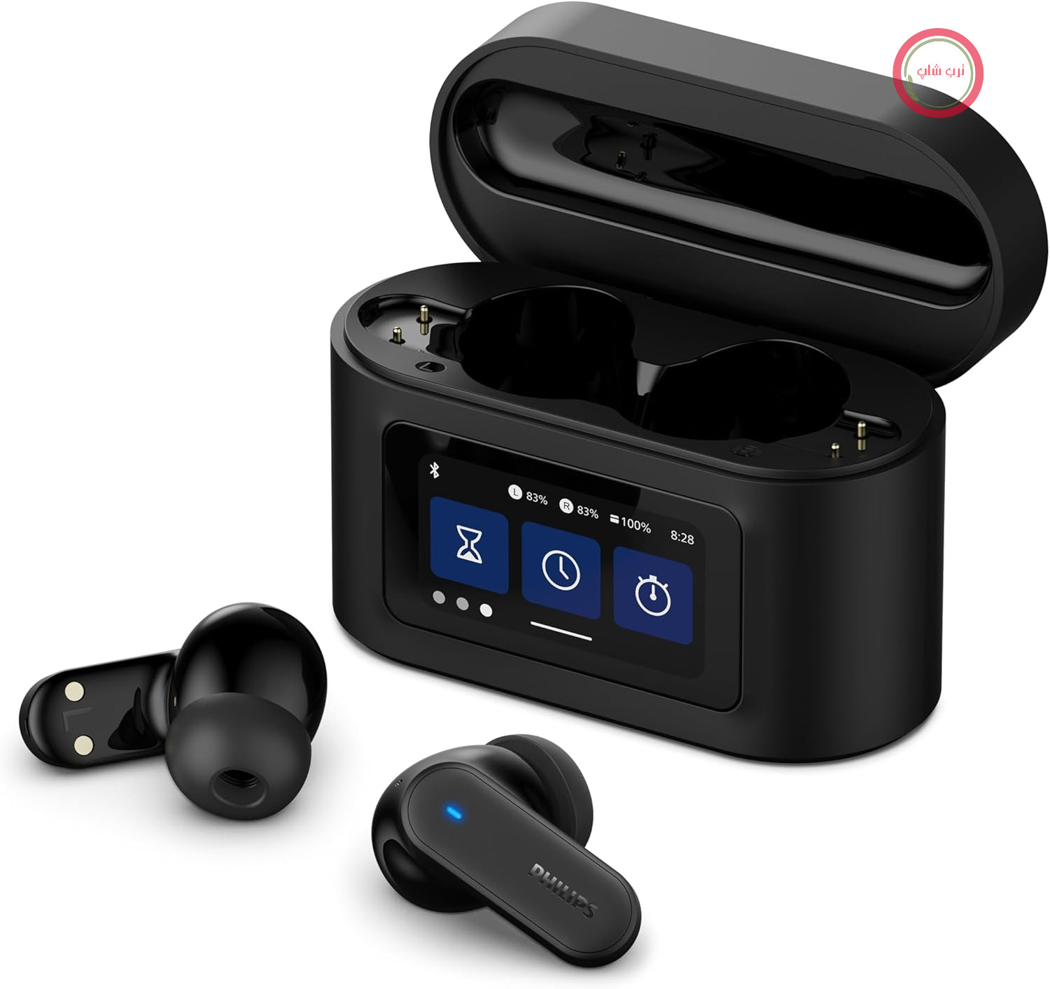 هدفون بی‌سیم فیلیپس TAT6100BK با کیس شارژ هوشمند - حذف نویز، ۴ میکروفون، بیس پویا، ۲۸ ساعت پخش، بلوتوث ۵.۴، IPX5، کنترل لمسی - مشکی