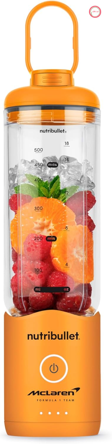 Nutribullet x McLaren Flex - مخلوط کن قابل حمل، اسموتی ساز بی سیم با USB-C، فنجان Tritan 590 میلی لیتری، تیغه های استیل ضد زنگ، درب To-Go، جمع و جور و سبک (NBP213PA-MC)