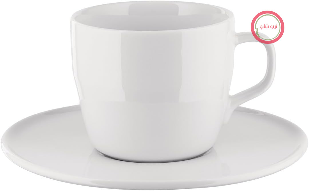 ست فنجان و نعلبکی Alessi Itsumo NF07/78S برای استفاده روزمره، با زیبایی مینیمالیستی، ساخته شده از چینی سفید، قطر 16 سانتی‌متر، سفید