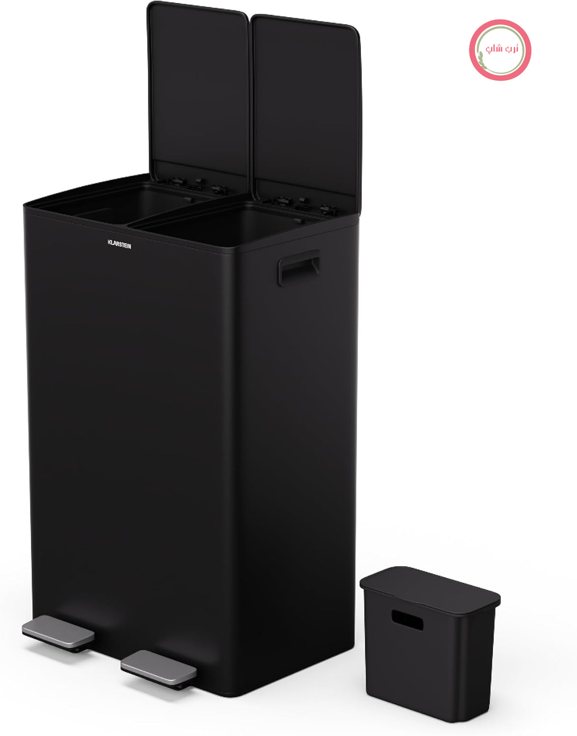 سطل زباله Klarstein EcoVista - 60 لیتر با 2 محفظه و سطل کمپوست 3 لیتری، آرام بند، استیل ضد زنگ، سطل زباله آشپزخانه، سیستم جداسازی زباله