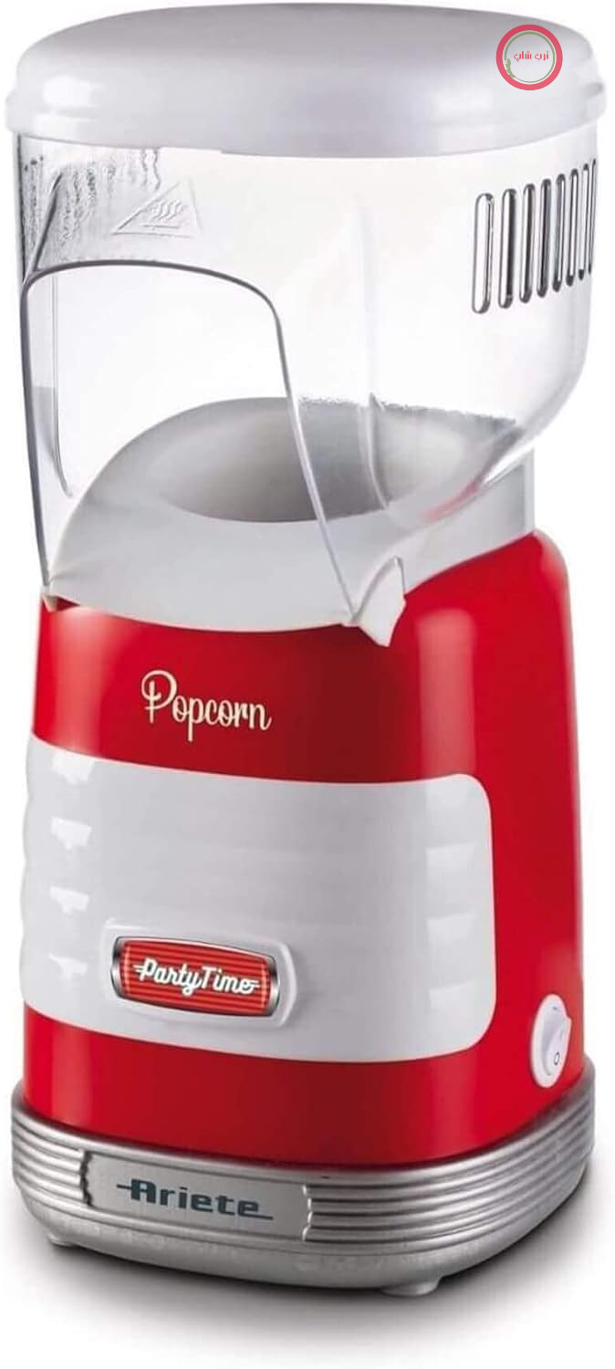 پاپ کورن ساز Ariete Pop Corn Party Time 2956، دستگاه پاپ کورن با عملکرد هوای گرم، شامل دستگاه تنظیم دوز، 60 گرم پاپ کورن در 2 دقیقه، 1100 وات، قرمز