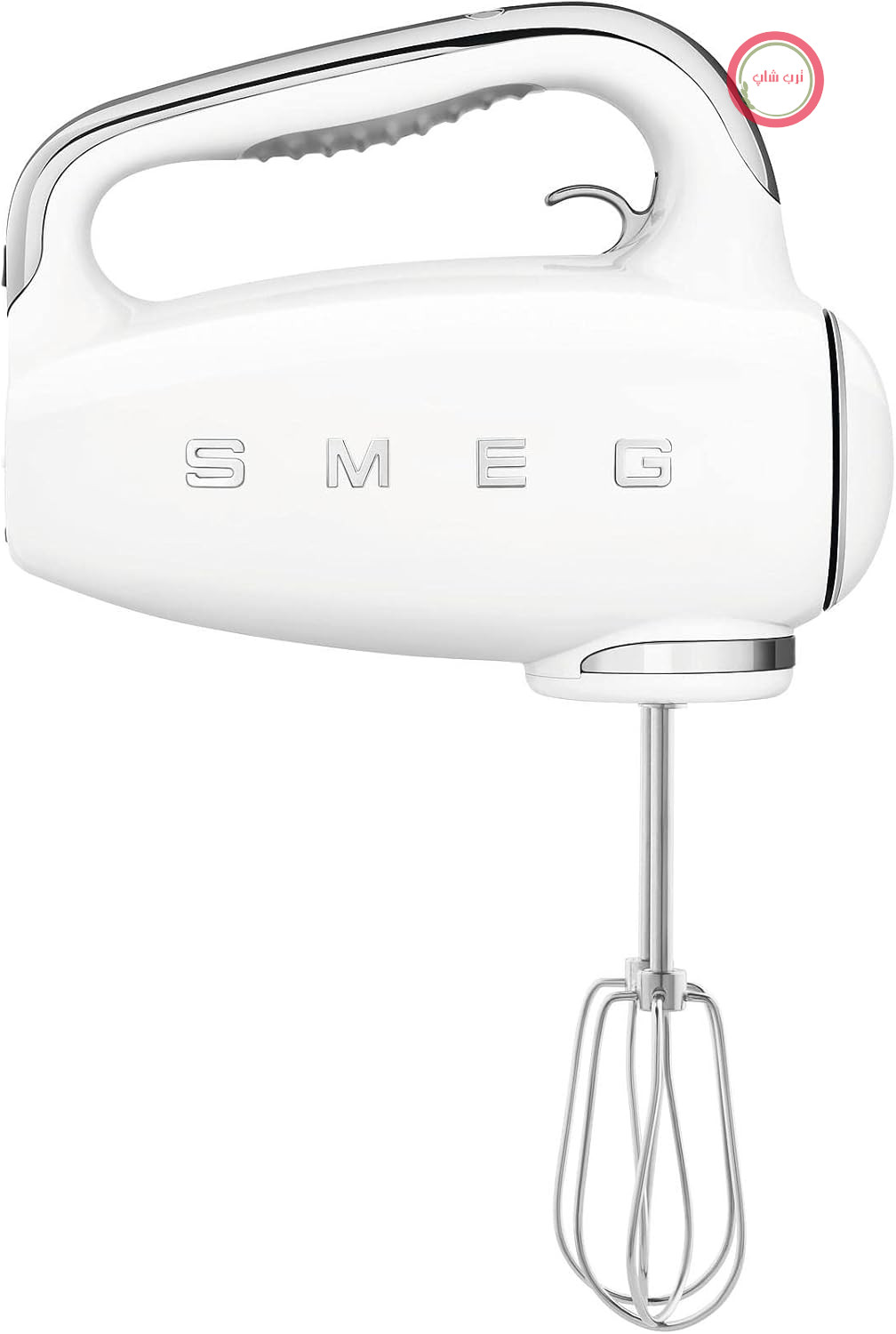 همزن برقی Smeg HMF01WHEU، 9 سطح سرعت، عملکرد توربو، سیستم شروع به کار روان، 4 همزن، 2 همزن، 2 همزن گانسی و محفظه، 250 وات، سفید
