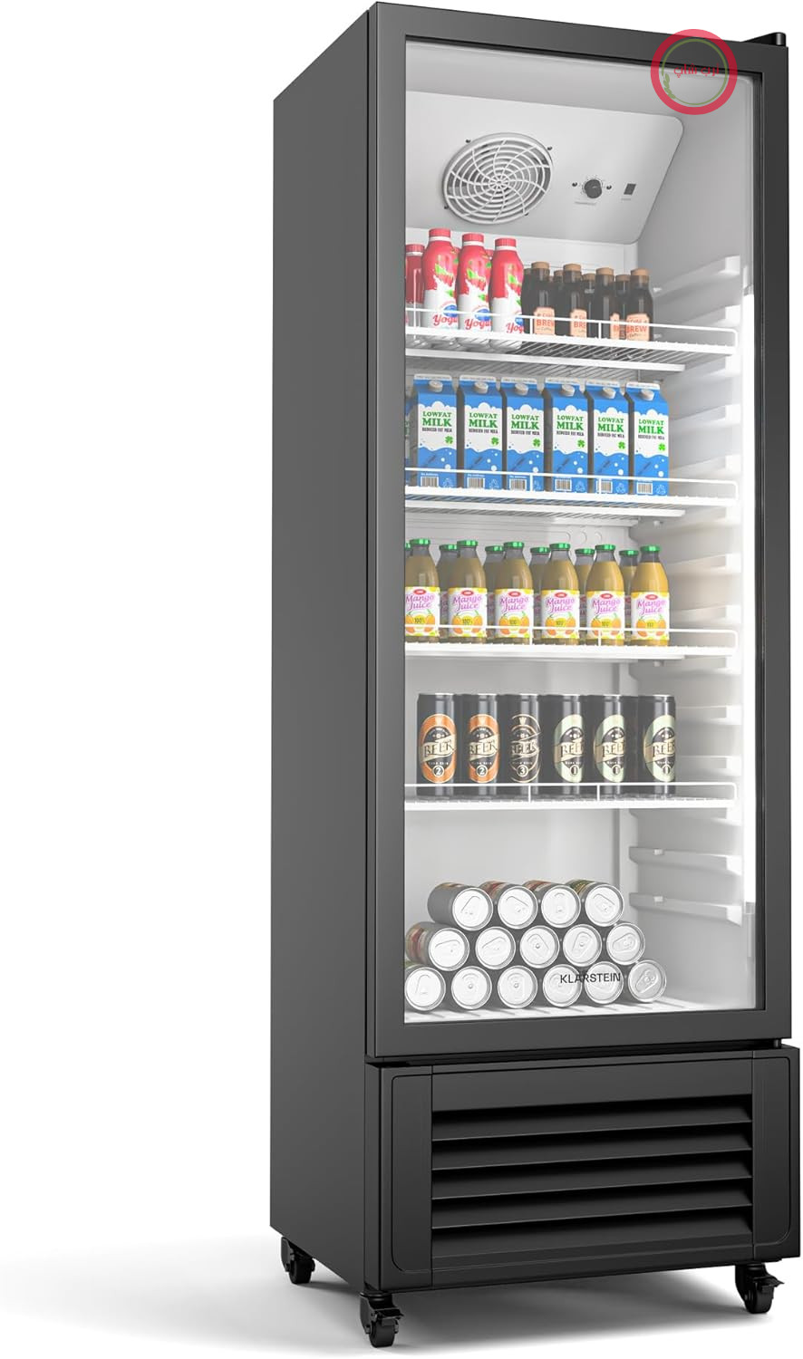 یخچال نوشیدنی Klarstein GrandCooler 270L - درب دو جداره، روشنایی LED، ترموستات مکانیکی، 0 تا 10 درجه سانتیگراد، 4 چرخ، رده انرژی B