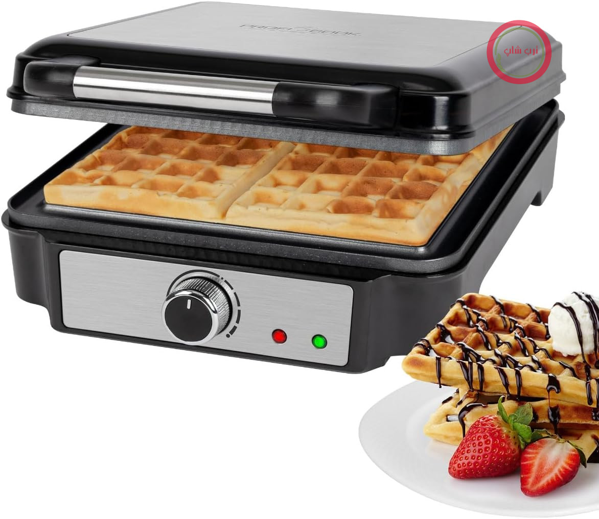 وافل ساز بلژیکی ProfiCook با 4 سطح پخت | وافل ساز بلژیکی | سطوح پخت نچسب | کنترل برشته شدن بی نهایت متغیر | استیل ضد زنگ | 1200 وات | PC-WA 1241