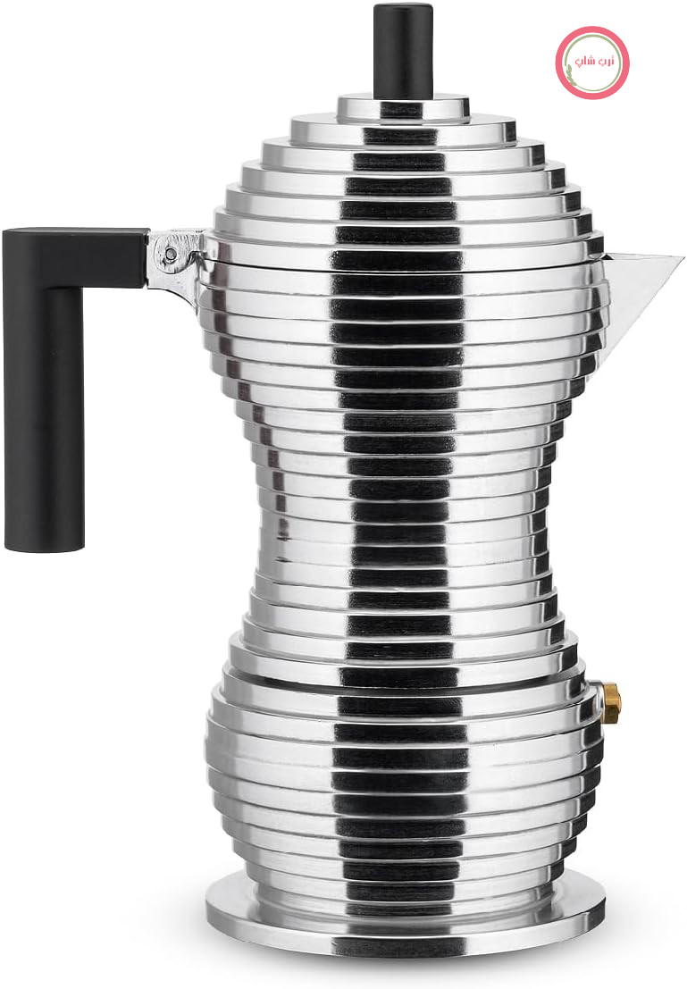 دستگاه اسپرسوساز پولچینا مدل Alessi MDL02/3 B - آلومینیوم ریخته‌گری شده. دسته و دستگیره از جنس PA، مشکی. 3 فنجان.