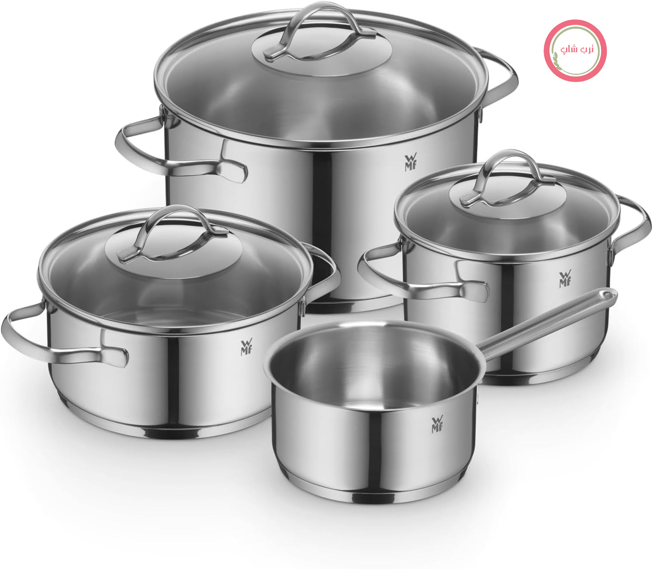 سرویس قابلمه القایی 4 تکه WMF Provence Plus، سرویس قابلمه با درب شیشه‌ای، استیل ضد زنگ Cromargan صیقلی، سرویس قابلمه بدون روکش