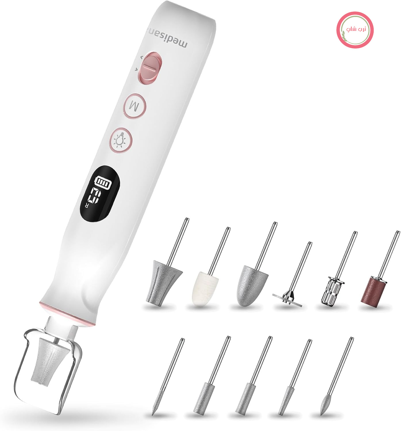 ست مانیکور و پدیکور بی‌سیم مدیسانا آلمان medisana MP 940، سوهان ناخن برقی، مته ناخن و پاک‌کننده پینه، ست مراقبت از ناخن برای مراقبت از دست و پا و درمان ناخن‌ها، کوتیکول‌ها و پینه‌ها