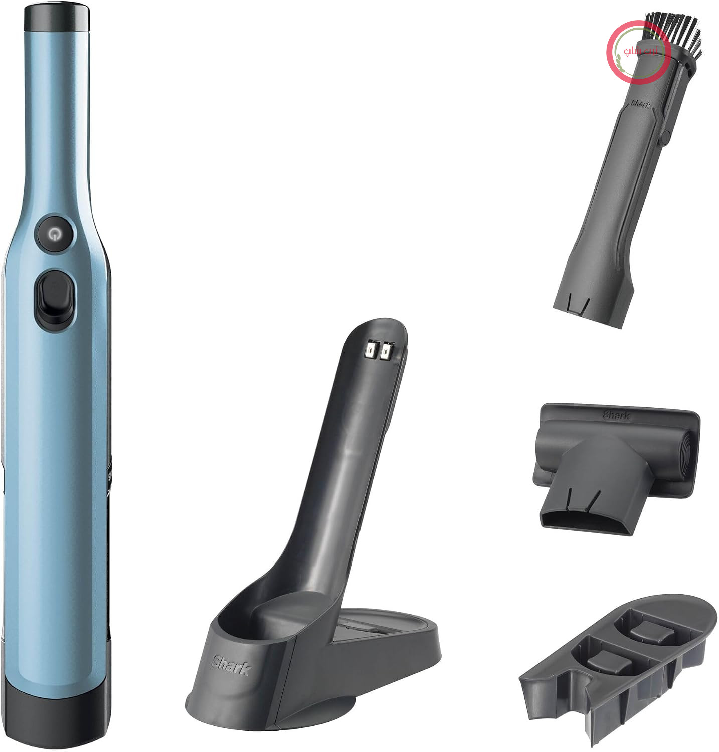 جارو شارژی دستی بی‌سیم شارک آمریکا Shark WandVac با پایه شارژ، گیره موی حیوانات خانگی، ابزار تمیز کردن درزها، رنگ آبی WV201EUBL