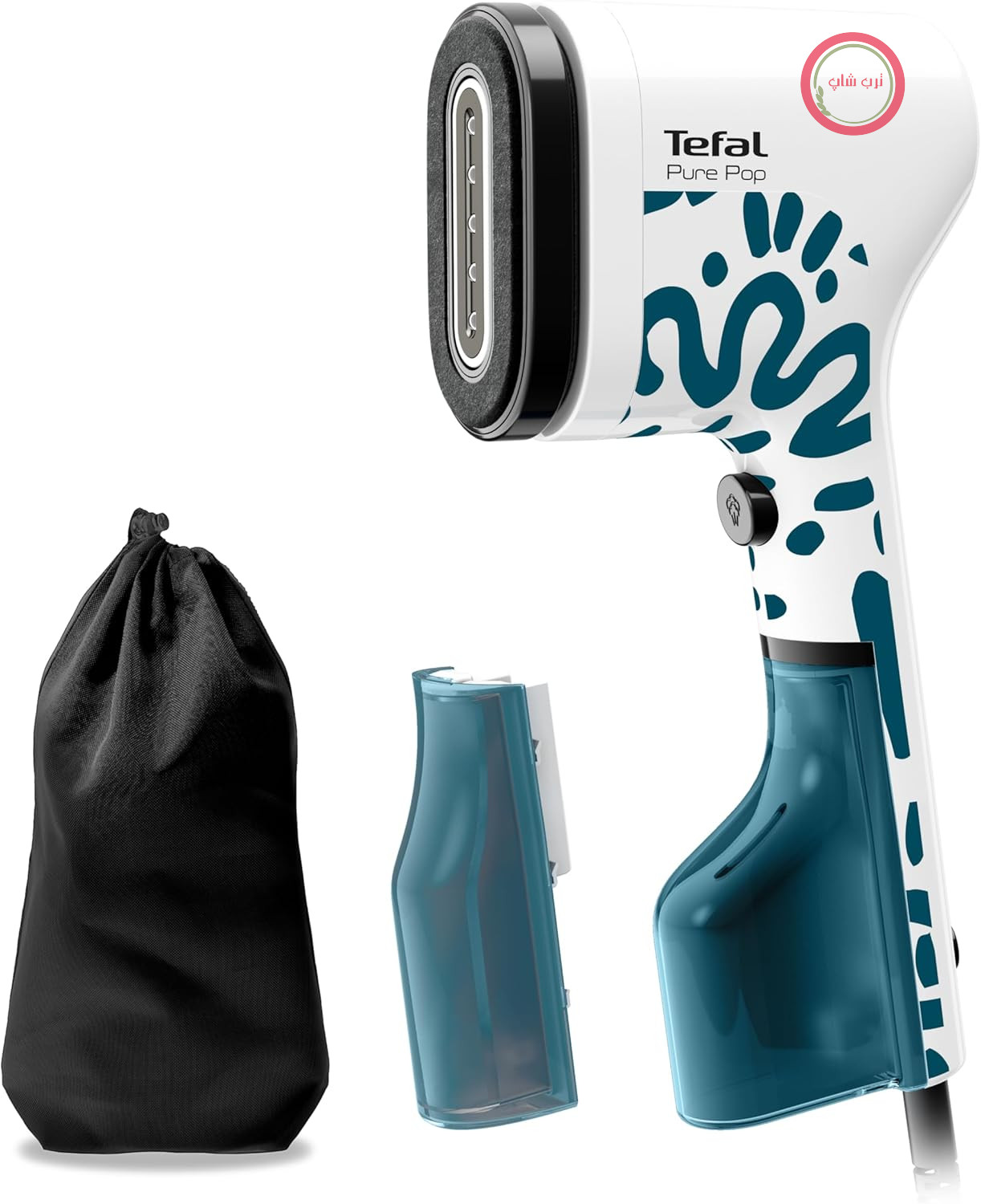 برس بخار خانگی و مسافرتی Tefal Pure Pop، خروجی بخار 20 گرم در دقیقه، آماده استفاده در 15 ثانیه، سیستم پد، اتوی بخار ایمن، مناسب برای خانه/مسافرت، 2 مخزن آب، آبی آلپاین، DT2040E1