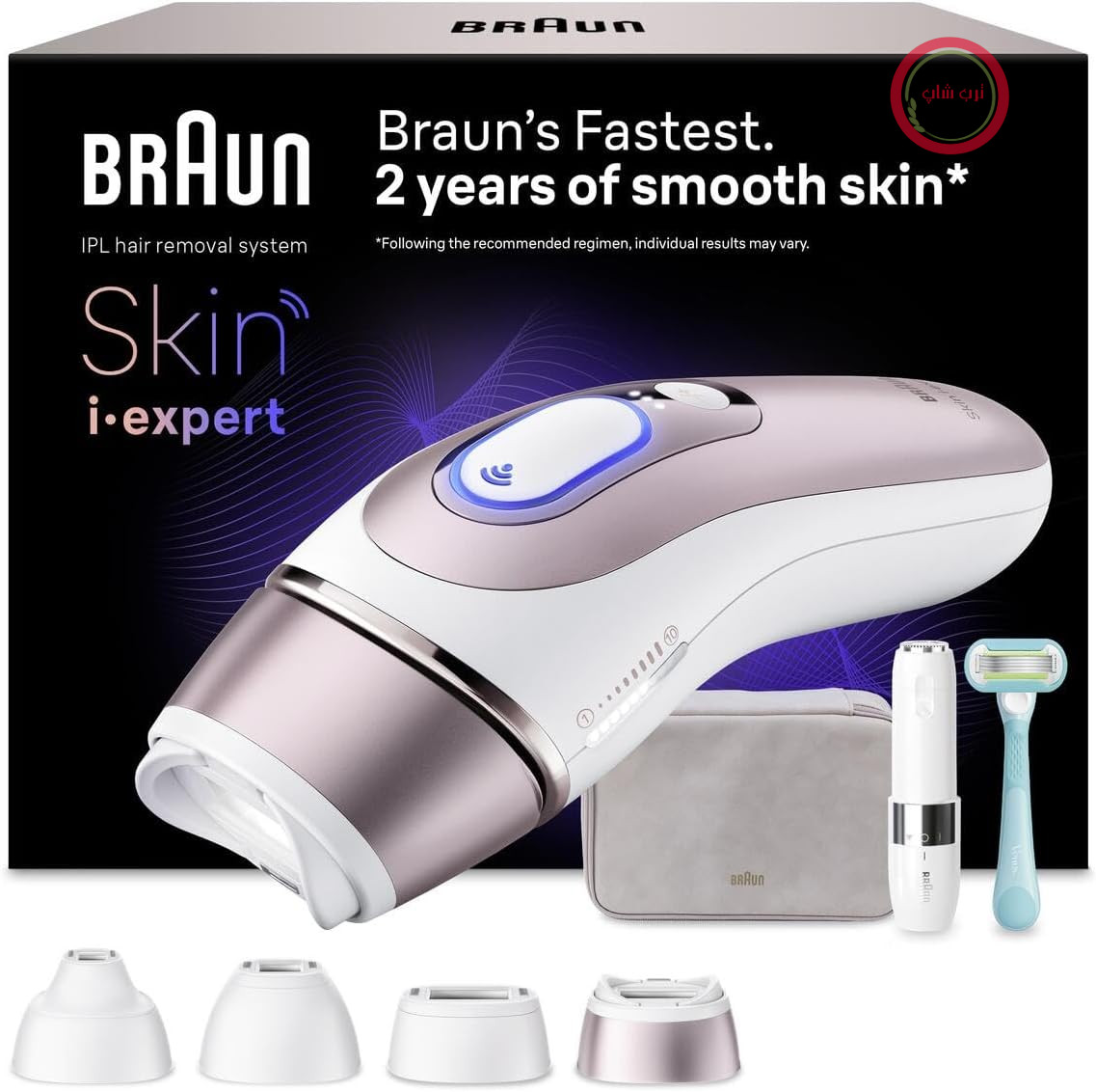 اپیلاتور نور پالسی هوشمند Braun Skin I·Expert، لیزر موهای زائد برای زنان در خانه، کاهش دائمی موهای زائد، اپلیکیشن رایگان، کیف لوازم آرایش، اپیلاتور کوچک، تیغ ژیلت