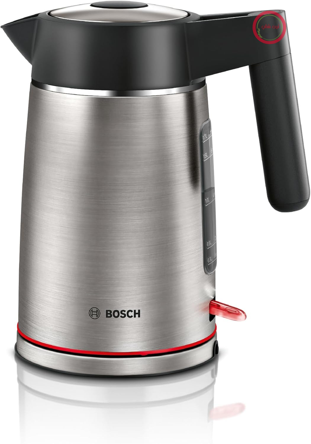 کتری بی‌سیم Bosch MyMoment TWK6M480، خاموش شدن خودکار، محافظت در برابر گرمای بیش از حد، نشانگر فنجان، توقف خودکار بخار، محافظت در برابر جوش آمدن و خشک شدن، فیلتر جداشدنی رسوب، 1.7 لیتر، 2400 وات، استیل ضد زنگ