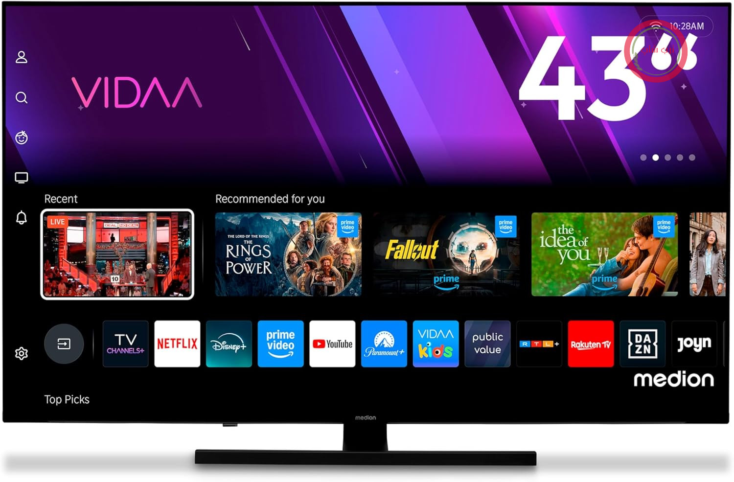 تلویزیون MEDION 108 سانتی‌متری (43 اینچ) QLED مدل MEDION (تلویزیون هوشمند، دالبی ویژن HDR، فروشگاه VIDAA، پرایم ویدیو، دیزنی پلاس، DAZN، پارامونت پلاس، DTS X، دالبی اتموس، PVR، بلوتوث، MD 843600)