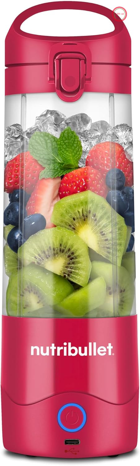 اسموتی ساز قابل حمل Nutribullet، لیوان ۴۷۵ میلی لیتری بدون BPA، بدون سیم، قابل شارژ برای بیش از ۱۵ بار مخلوط کردن، مخلوط کن کوچک قابل حمل برای مخلوط کردن و استفاده، خرد کردن یخ و میوه، رنگ ارغوانی، NBP003MA