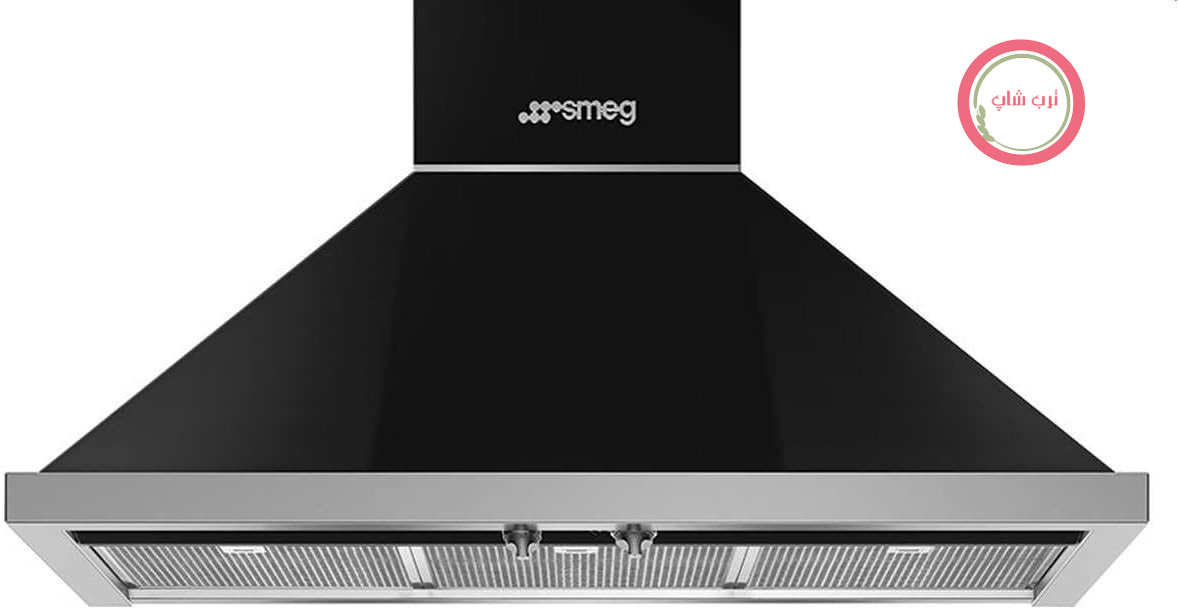 هود اجاق گاز دیواری Smeg KPF9BL، مشکی، هود استخراجی، هود استخراجی دیواری، هود فن دار
