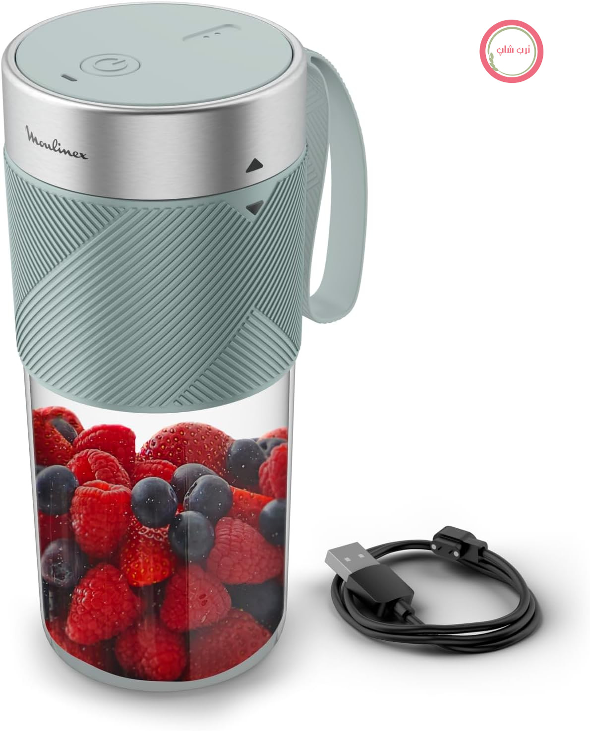 اسموتی‌ساز مولینکس فرانسه Moulinex مدل Lightmix LM1C0410 – شارژی، قابل حمل، ظرفیت ۳۰۰ میلی‌لیتر، رنگ اکالیپتوس