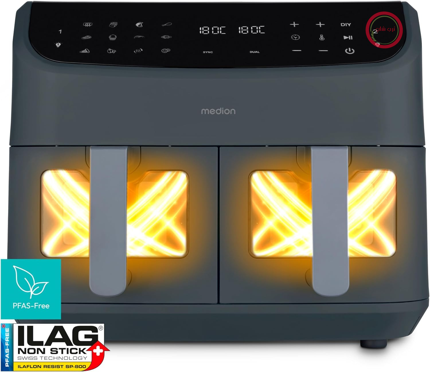 سرخ کن هوای گرم MEDION P20 XXL با دو محفظه - بدون PFAS