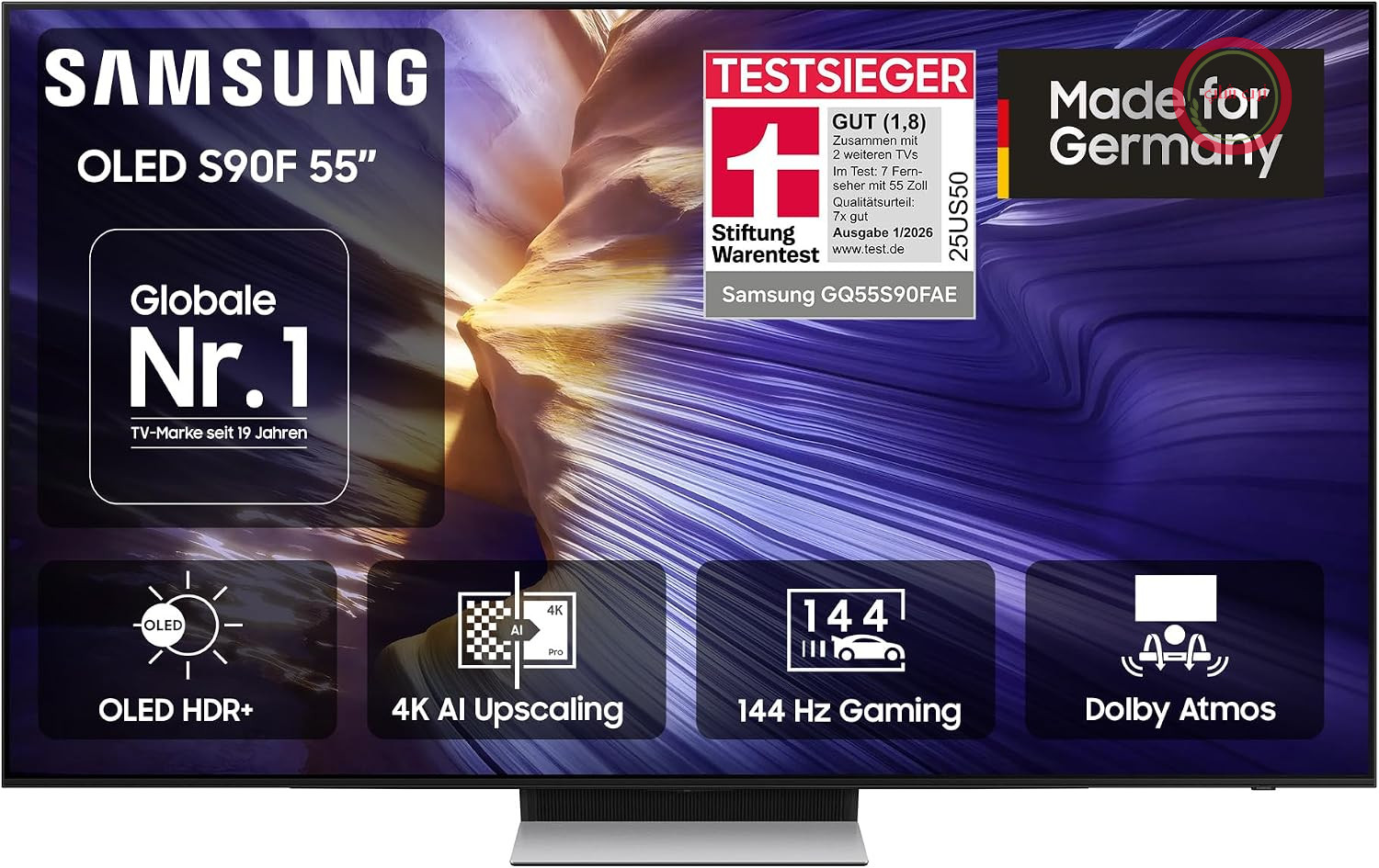 تلویزیون سامسونگ Samsung مدل OLED 4K S90F 55 اینچ (138 سانتی‌متر) UHD، بهینه شده برای فوتبال و بازی، پردازنده NQ4 AI Gen3، OLED HDR+، 4K Upscaling Pro، Dolby Atmos، Motion Xcelerator، تلویزیون هوشمند سامسونگ Vision AI