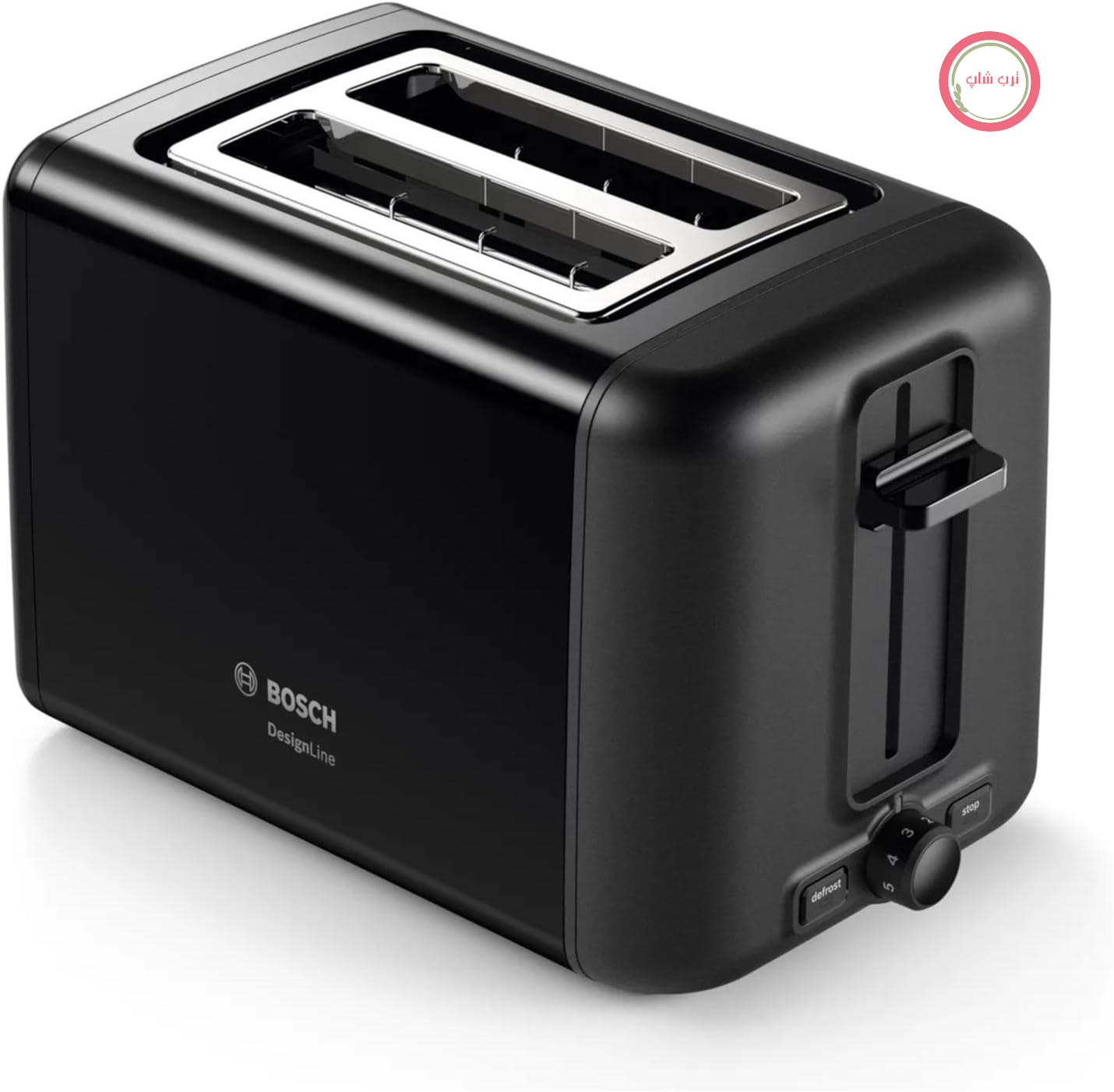 توستر استیل ضد زنگ Bosch TAT3P423GB DesignLine، دو برش، مشکی