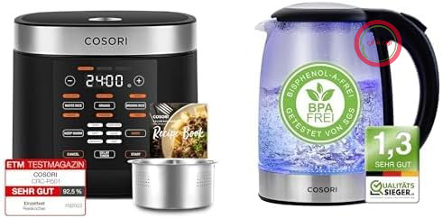 پلوپز و کتری برقی چندکاره کوسوری آمریکا Cosori CRC-R501 شیشه‌ای