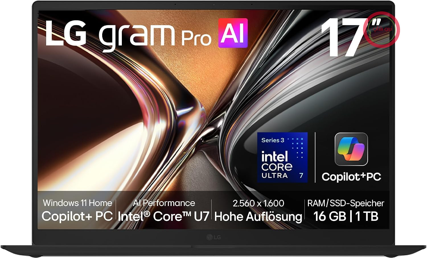 لپ‌تاپ ۱۷ اینچی LG Gram Pro 17 17Z90U-G.AU78GN با پنل IPS و وضوح تصویر WQXGA، پردازنده Intel Core Ultra 7 355