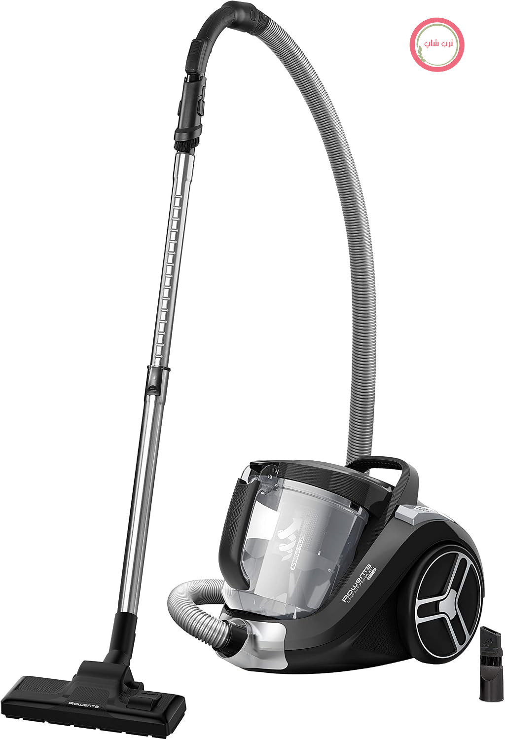 جارو برقی بدون کیسه روونتا آلمان Rowenta مدل Compact Power XXL، 550 وات، مخزن گرد و غبار 2.5 لیتری، جاروبرقی بی‌صدا و قدرتمند، قدرت مکش فوق‌العاده، سری مکش بسیار کارآمد، مشکی-خاکستری، RO4825