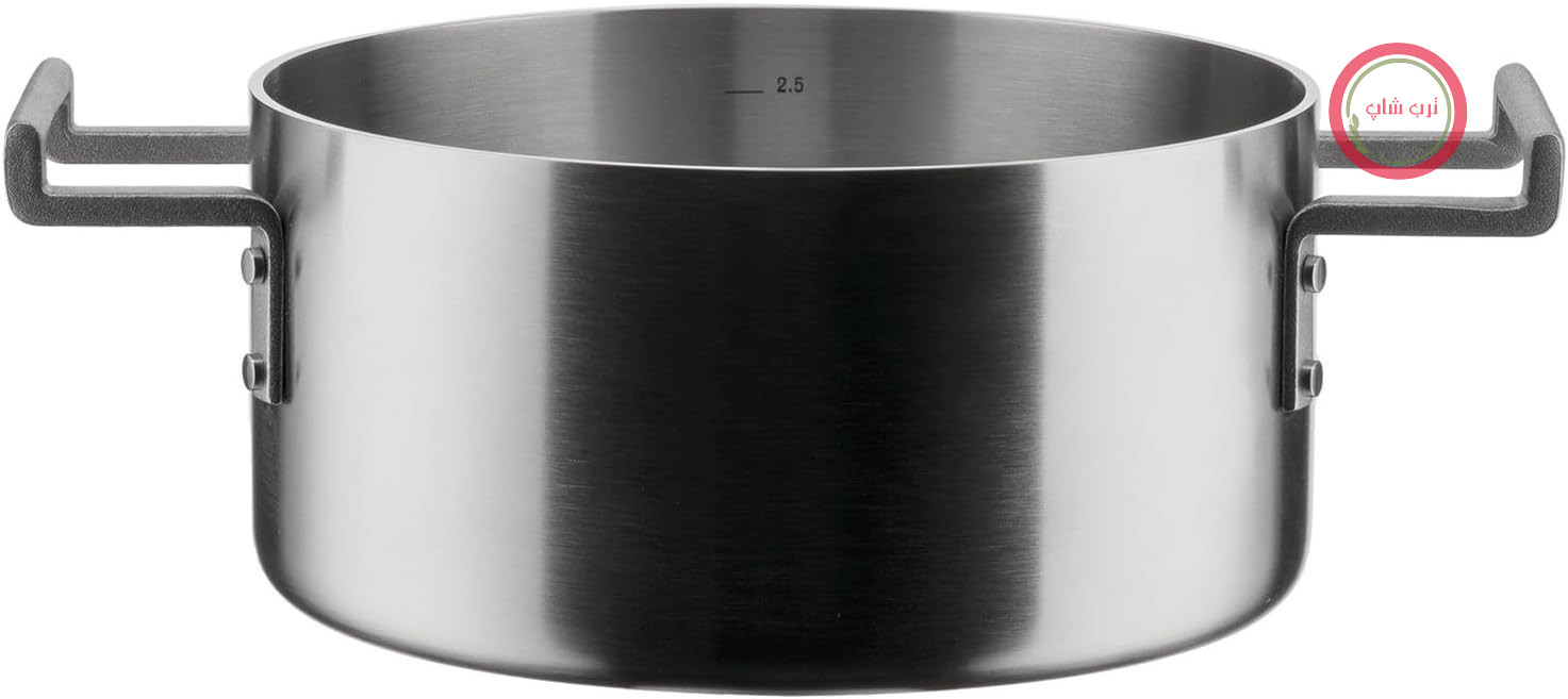 Alessi Convivio DC101/20 - ظرف قابلمه طرح سه لایه با دو دسته، مناسب برای اجاق گازهای القایی، استیل ضد زنگ و پوشش PVD با پایه استیل مغناطیسی، 20 سانتی متر، روکش ساتن