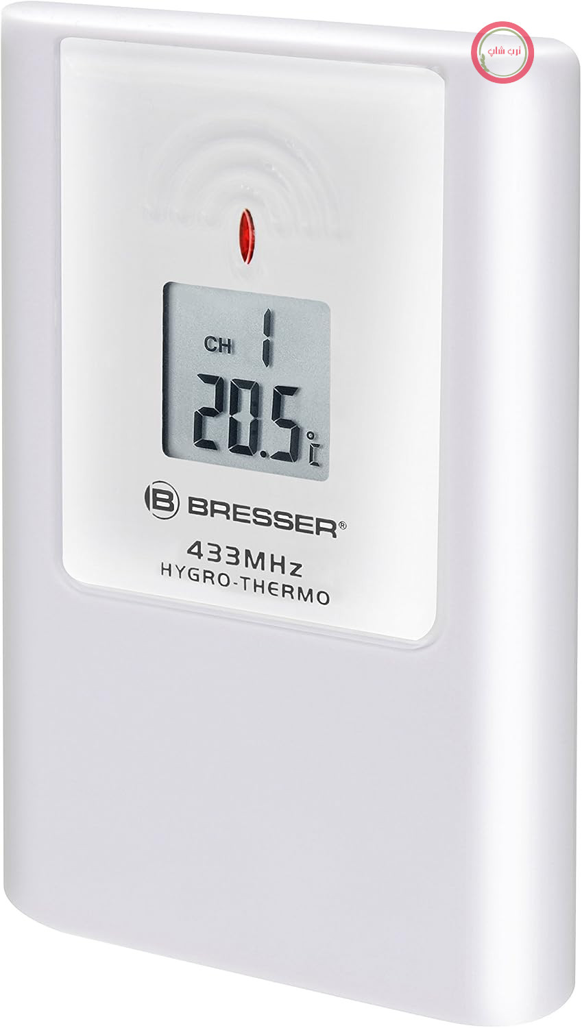 سنسور فضای باز سه کاناله ترمو/هیگرو Bresser 7009995 برای ساعت‌های دیواری جامبو ClimaTrend و MyTime با نمایشگر دما و رطوبت | دما و رطوبت، ۳ کانال، فرکانس رادیویی ۴۳۳ مگاهرتز، برد تا ۵۰ متر، برای ClimaTrend MC و TB