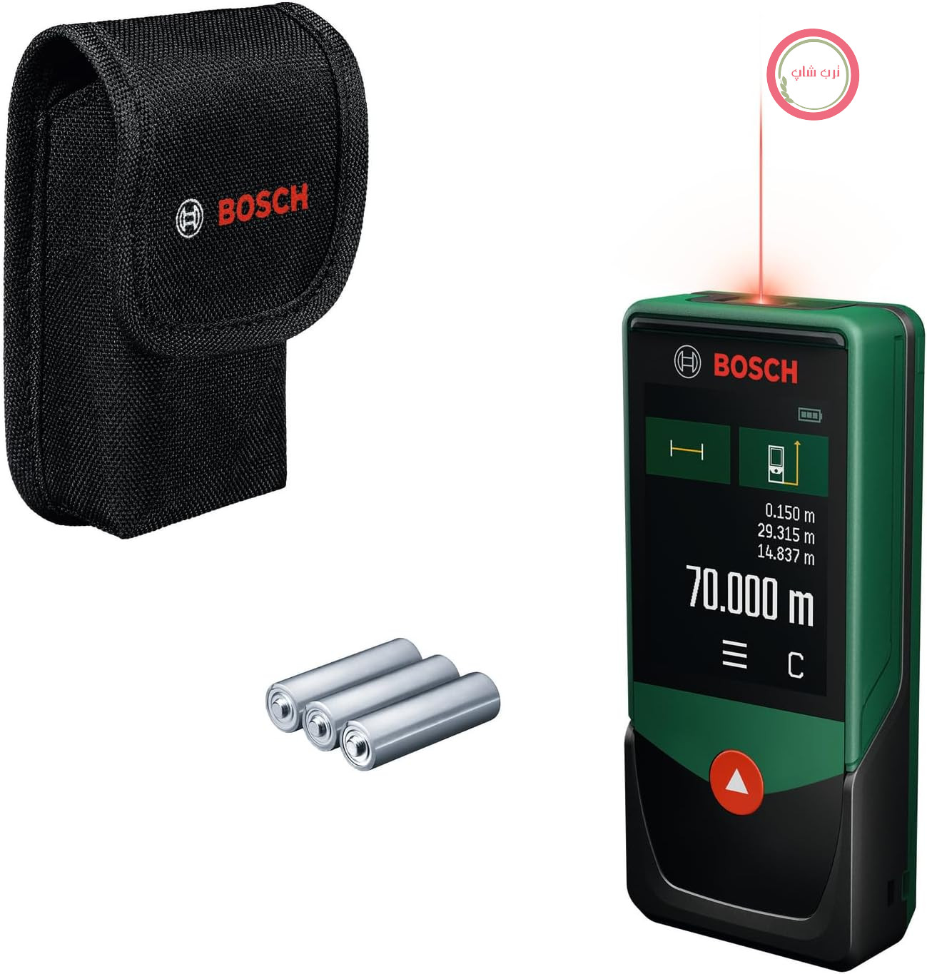 متر لیزری بوش آلمان Bosch مدل PLM70 - 27 (برد اندازه‌گیری تا 70 متر، تراز دیجیتال، صفحه نمایش لمسی