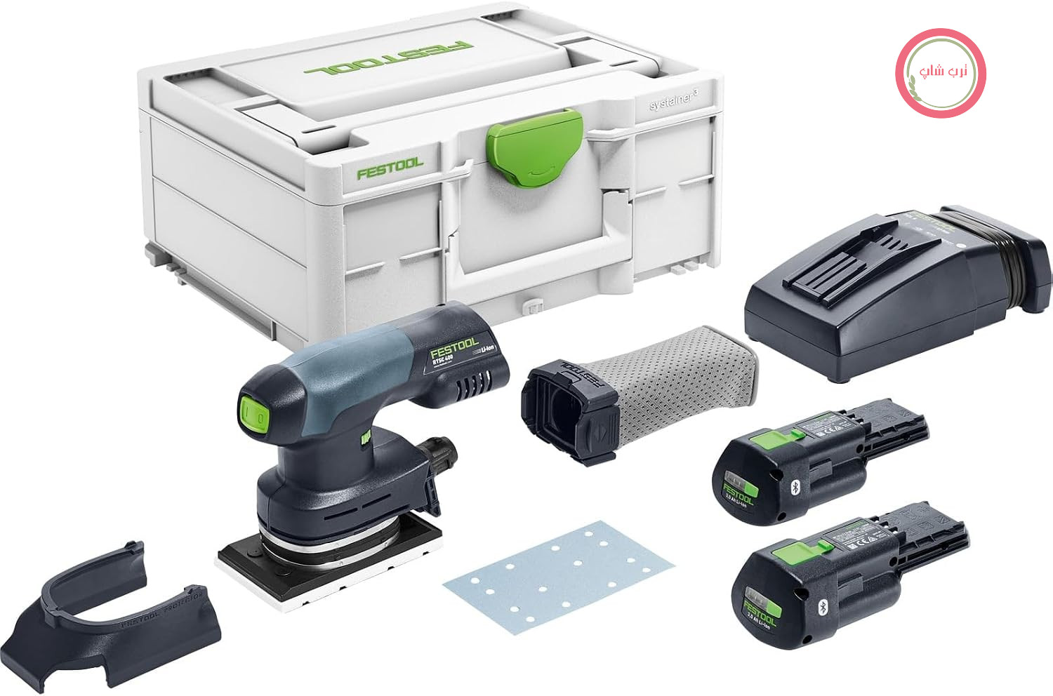 سنباده چرخشی بی‌سیم Festool RTSC 400 18V با 2 باتری در یک Systainer