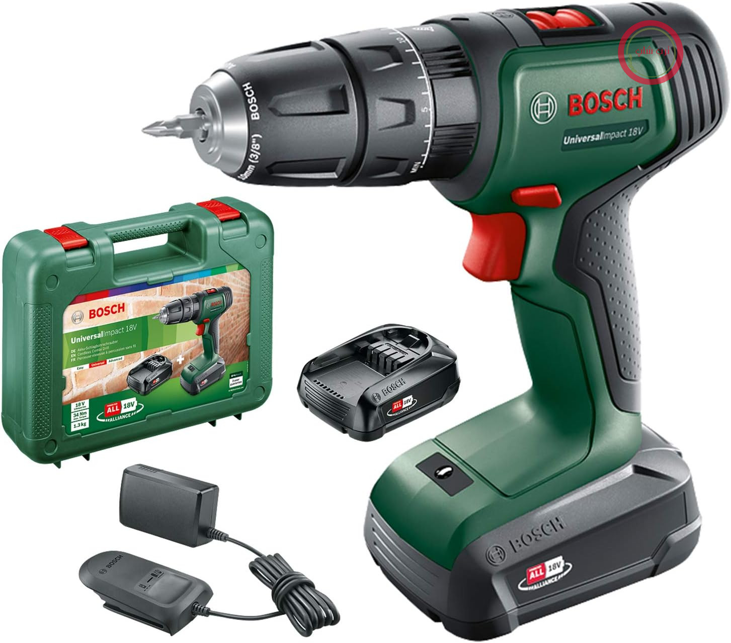 دریل چکشی شارژی بوش آلمان Bosch مدل UniversalImpact 18 (2 باتری، سیستم 18 ولت، در جعبه)