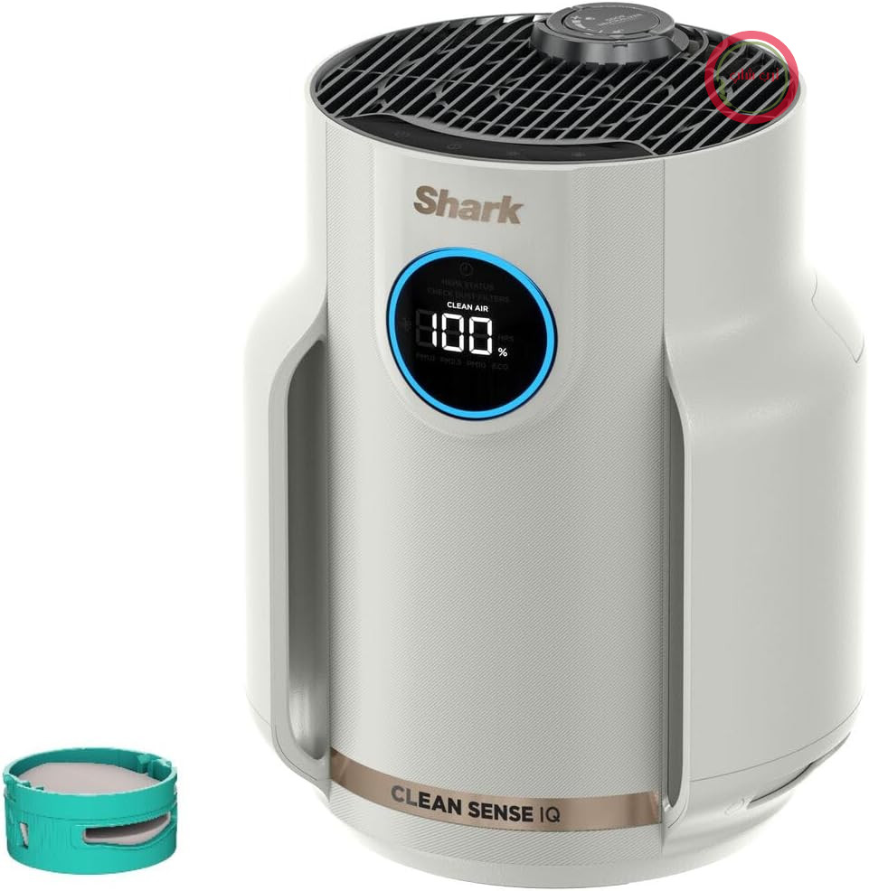 دستگاه تصفیه هوای Shark NeverChange برای افراد مبتلا به آلرژی، پوشش اتاق ۲۳ متر مربع، تا ۵ سال، فیلتر هوای فشرده، فیلتر HEPA، ۹۹.۹۷٪ از آلرژن‌ها مانند گرد و غبار را جذب می‌کند، بی‌صدا، صفحه نمایش LED، Dove HP072EU