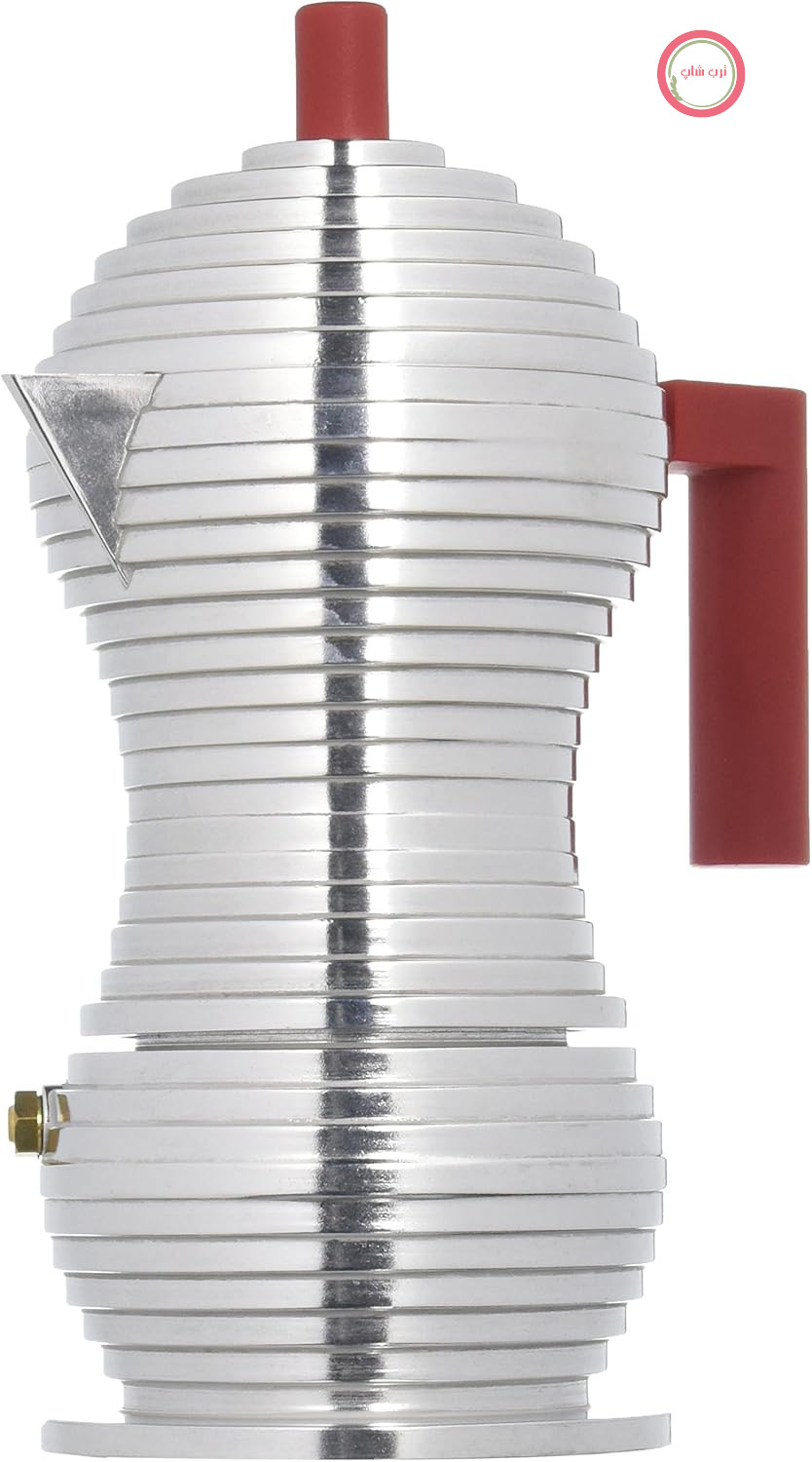 دستگاه اسپرسوساز پولچینا مدل Alessi MDL02/3 R - آلومینیوم ریخته‌گری شده. دسته و دستگیره از جنس PA، قرمز. 3 فنجان.