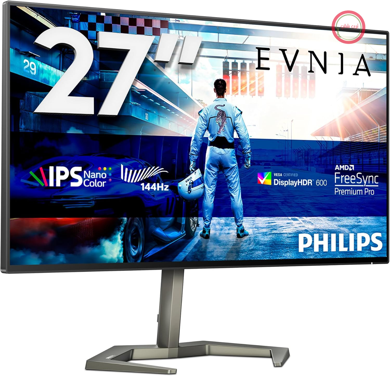 مانیتور بازی ۲۷ اینچی Philips Evnia 27M1F5800 از برند Zoll، مجهز به فناوری HDR600، سازگار با G-Sync و FreeSync Premium Pro (رزولوشن ۳۸۴۰x۲۱۶۰، نرخ نوسازی ۱۴۴ هرتز، HDMI 2.1، پورت دیسپلی، هاب USB)