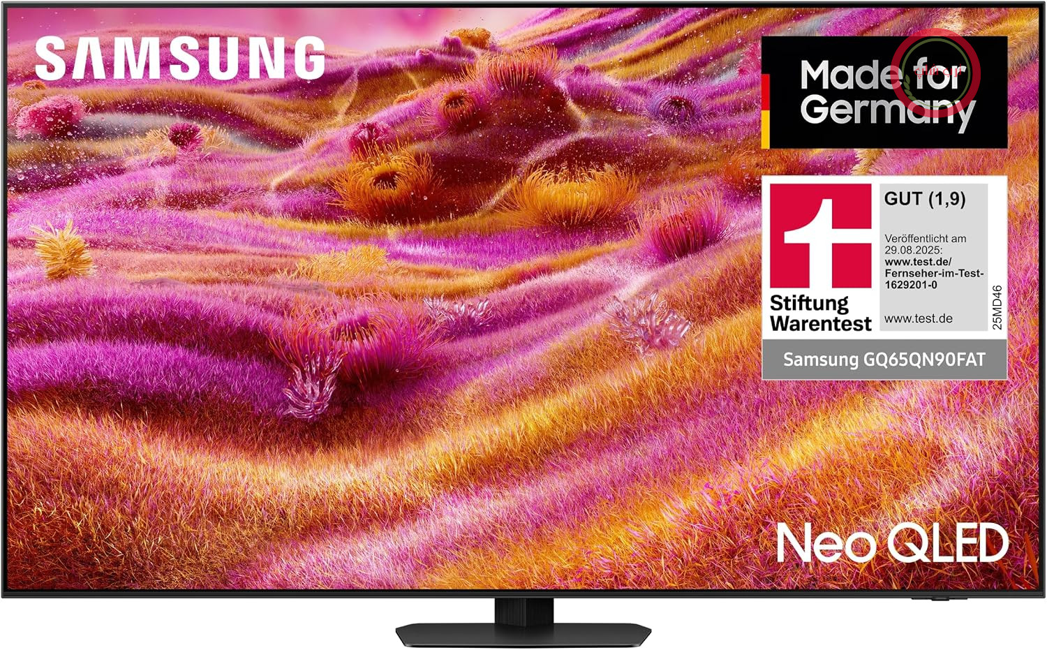 تلویزیون مینی LED سامسونگ Neo QLED 4K QN90F با اندازه ۶۵ اینچ (۱۶۳ سانتی‌متر)، پوشش ضد انعکاس، پردازنده NQ4 AI Gen3، Neo Quantum HDR+، ارتقاء کیفیت تصویر ۴K Pro، Dolby Atmos، Knox Security، تلویزیون هوشمند Samsung Vision AI