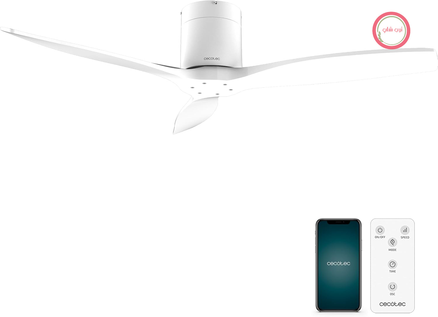 پنکه سقفی سکوتک اسپانیا Cecotec Aero 5500 | موتور DC کنترل از طریق وای‌فای، مناسب فضای داخلی و خارجی سفید