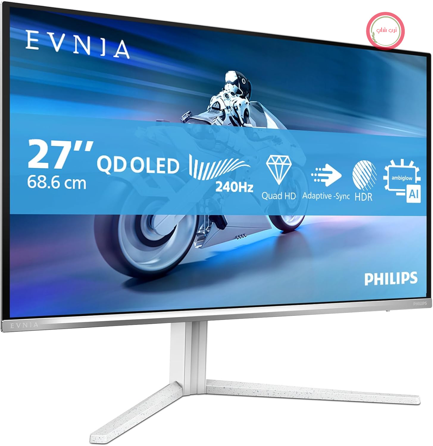 مانیتور بازی Philips 27M2N6501L - 27 اینچ Zoll QHD OLED، Ambiglow، 240 هرتز، 0.03 میلی‌ثانیه، G-Sync comp.، HDR10 (2560x1440، HDMI 2X 2.1، DP 1x 1.4، هاب USB) وایس