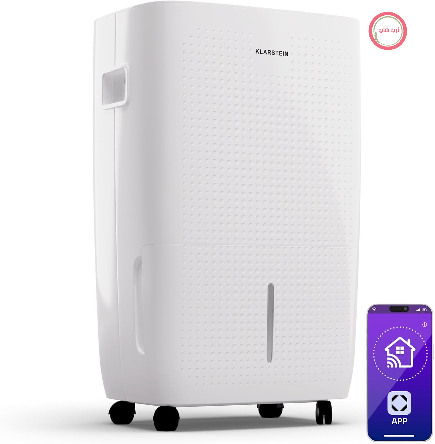 رطوبت‌گیر Klarstein DryFy Connect 60 لیتری، 60 لیتر در 24 ساعت، کنترل از طریق اپلیکیشن WiFi، مخزن 8 لیتری، تایمر، رطوبت‌گیر برقی برای اتاق‌های 45-65 متر مربع، خاموش شدن خودکار، قابل حمل، سفید