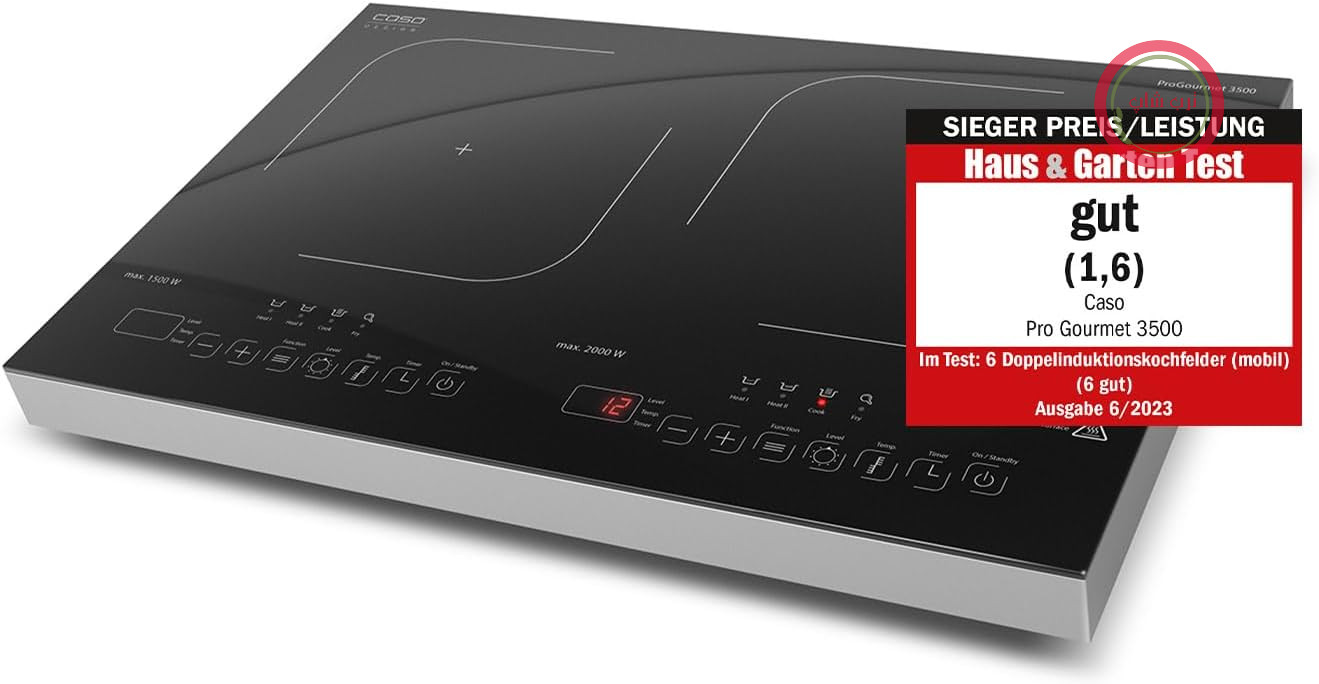اجاق برقی دو شعله کاسو آلمان CASO Pro Gourmet 3500، برنده تست خانه و باغ، حداکثر ۳۵۰۰ وات