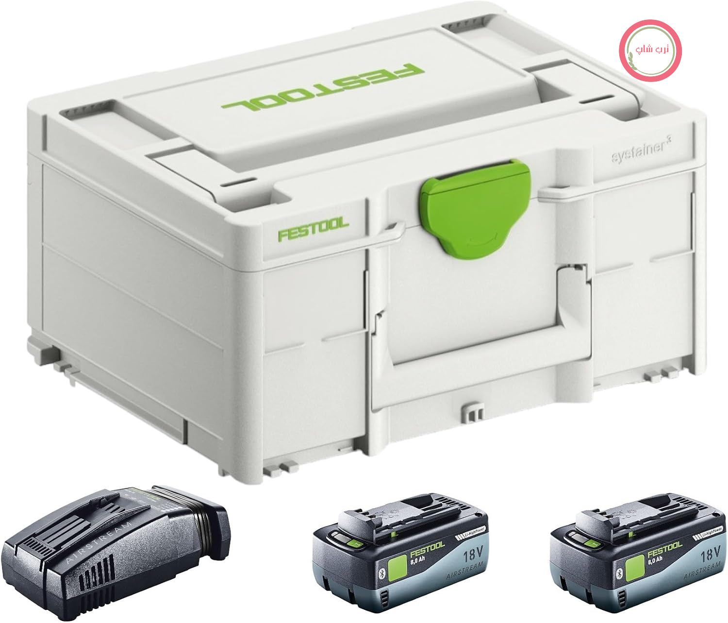 باتری و شارژر پرقدرت فستول آلمان مدل Akku-Set SYS 18V - 2 عدد باتری لیتیوم-پرقدرت 8.0 آمپر ساعت - SCA 16 & Systainer