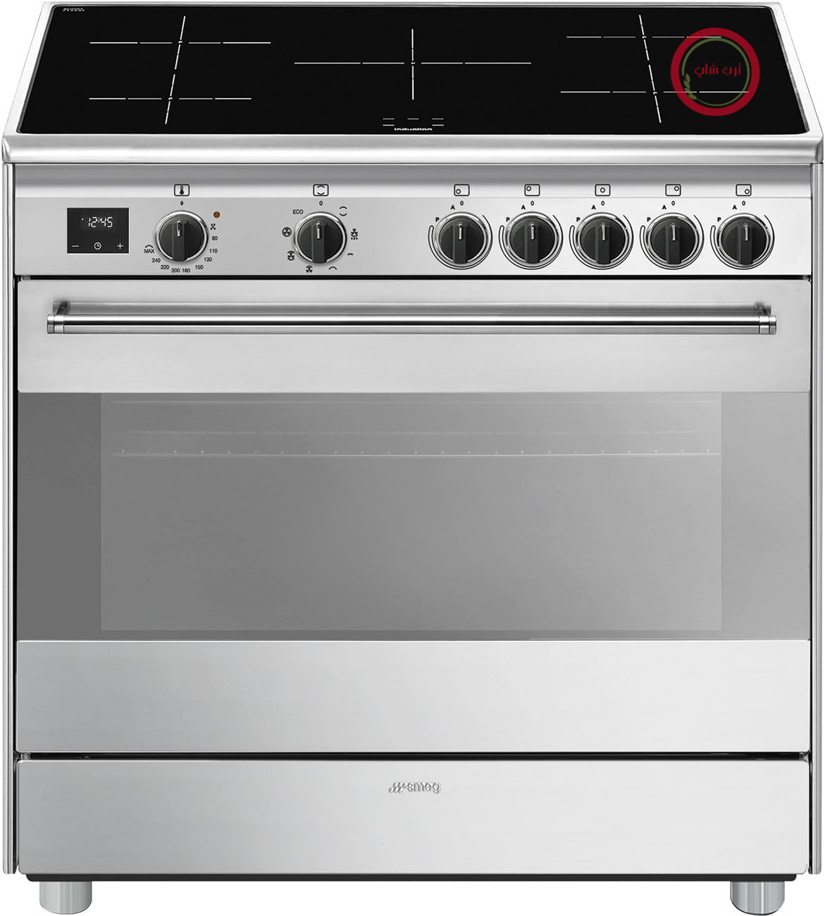 اجاق گاز القایی Smeg BG91IX2، 5 منطقه پخت و پز، 90 × 60 سانتی متر، فر برقی چند منظوره، طراحی کلاسیک، تمیز کردن خودکار با عملکرد بخار، ظاهر استیل ضد زنگ، کلاس بهره وری انرژی A