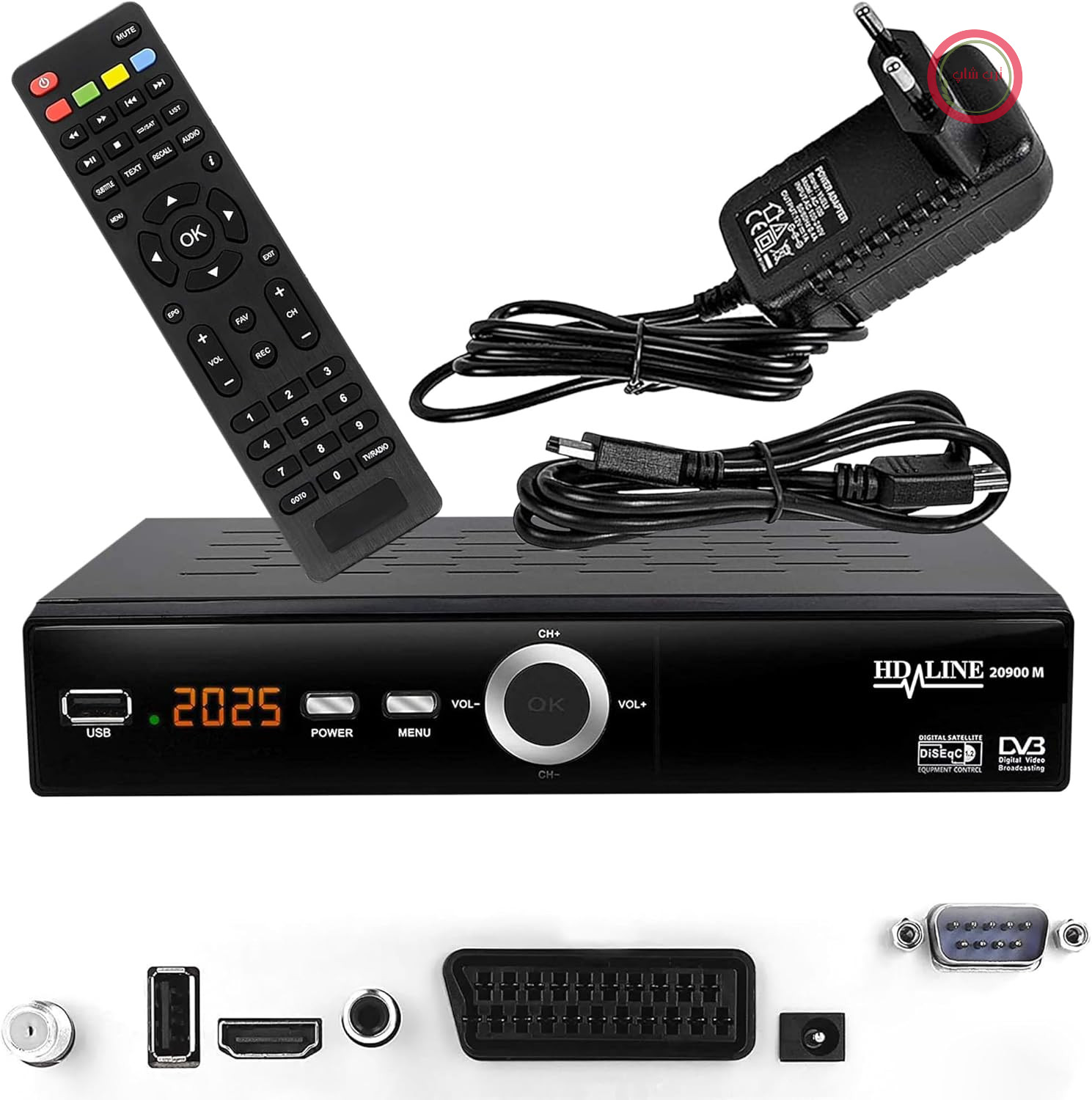 گیرنده ماهواره‌ای HD-line 20900 HD، گیرنده ماهواره‌ای DVB S2 HD برای گیرنده دیجیتال ماهواره‌ای SAT (DVB-S/S2، HDMI، SCART، 2X USB 2.0، Full HD 1080p) (از پیش برنامه‌ریزی شده برای Astra Hotbird و Türksat)